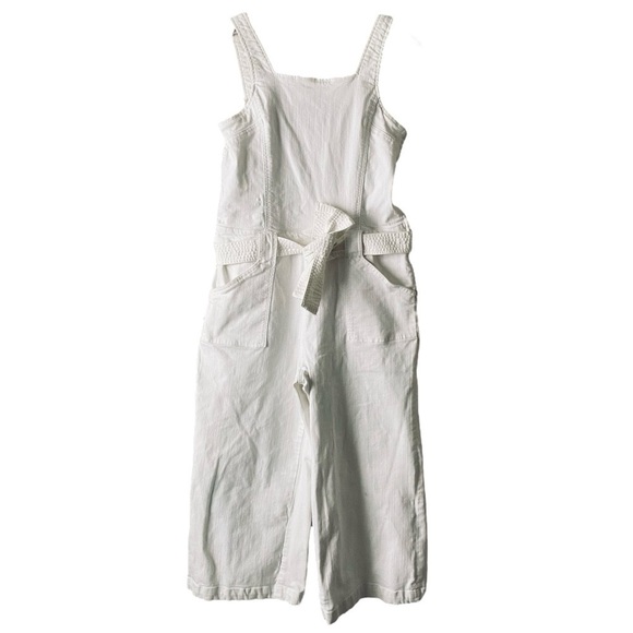 RACHEL Rachel Roy White Cropped Denim Wide Leg Jumpsuit Women’s Size 12 - Picture 4 of 9